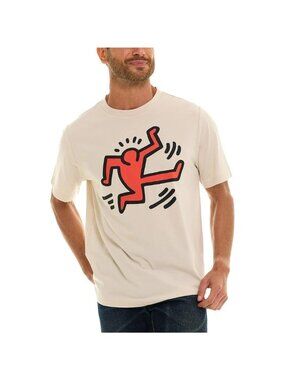 Keith Haring Men's M Tan Graphic T-Shirt 100% Cotton  d1694